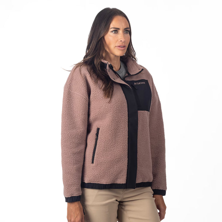 KLIM SIRA HIGH PILE FLEECE JACKET - TWILIGHT MAUVE - BLACK
