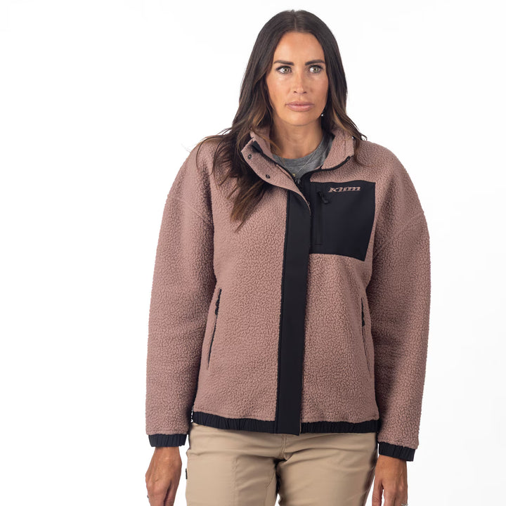 KLIM SIRA HIGH PILE FLEECE JACKET - TWILIGHT MAUVE - BLACK