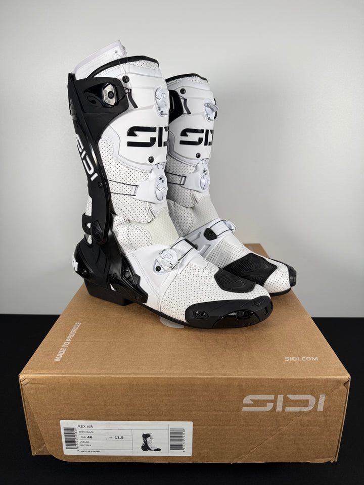 Sidi Rex Air Road Race Boots - WHITE/BLACK - Size Euro 46 / US 11.5 - OPEN BOX