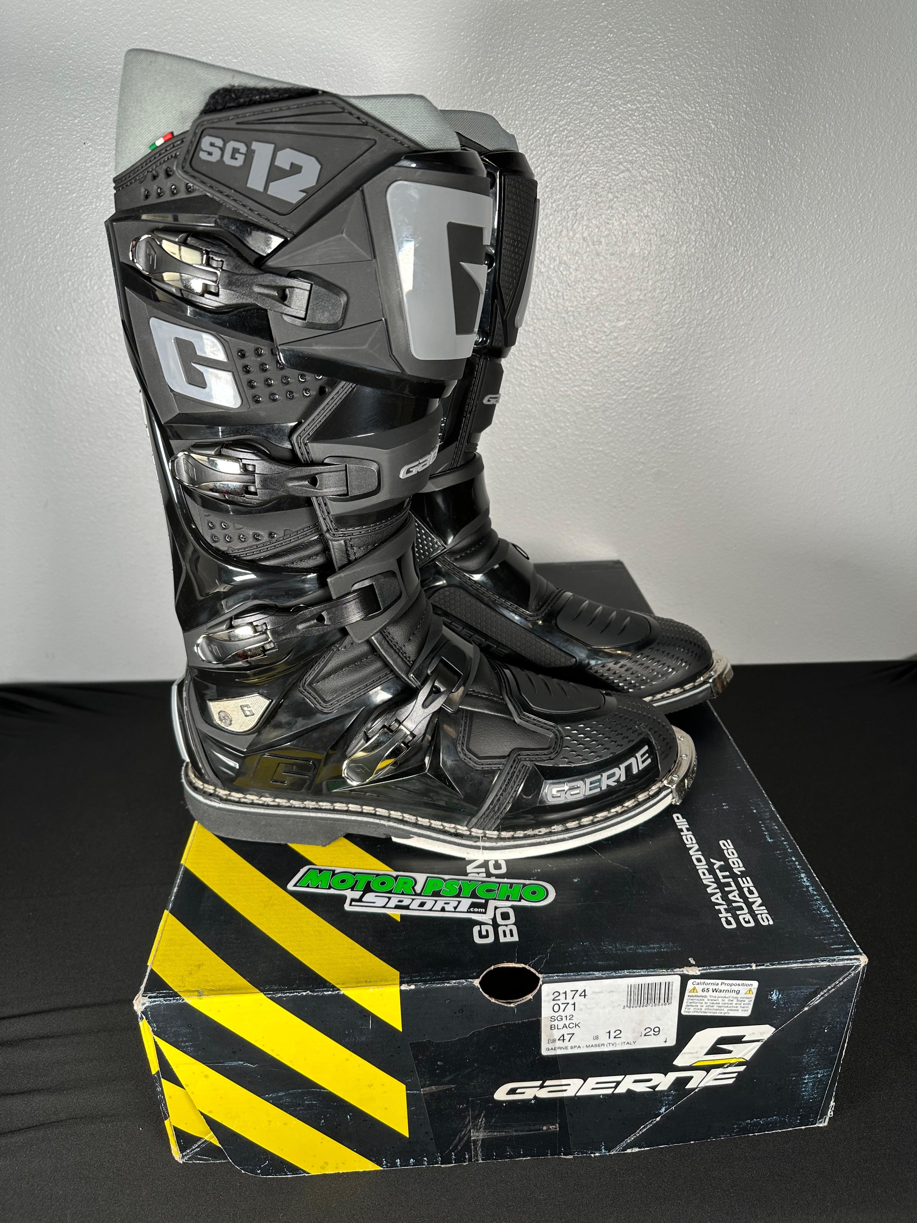 Gaerne SG-12 Boots - Black - Size 12 - OPEN BOX – Motor Psycho Sport