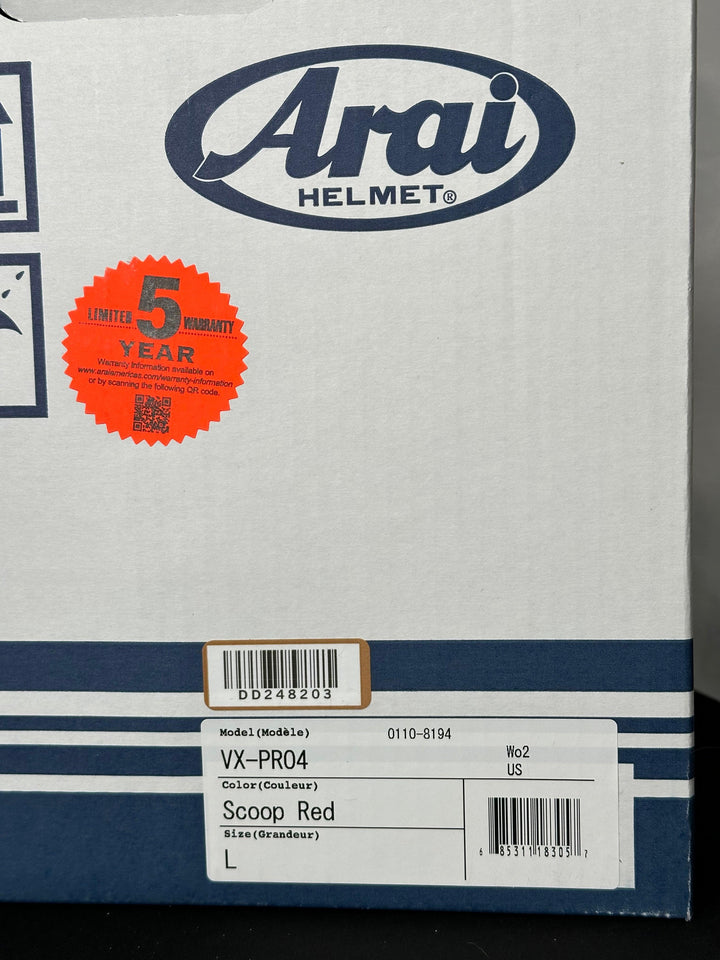 Arai VX-Pro4 Helmet - Scoop Red - Size Large - OPEN BOX