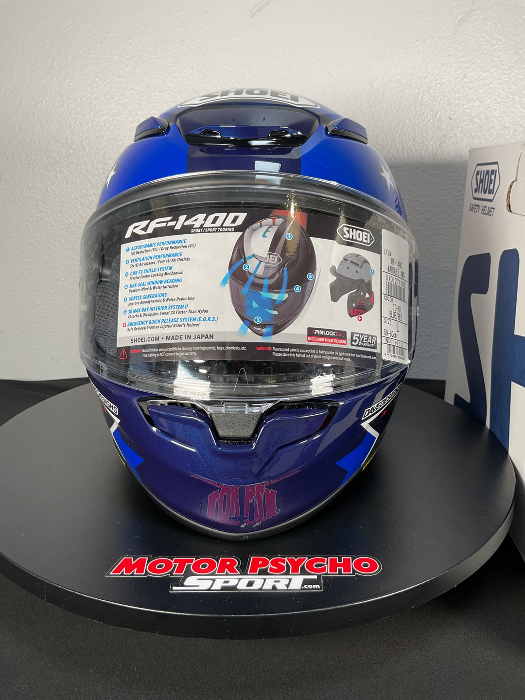 Shoei RF-1400 Marquez American Spirit Helmet - TC-10 Red/White/Blue - Size Large - Used Like New
