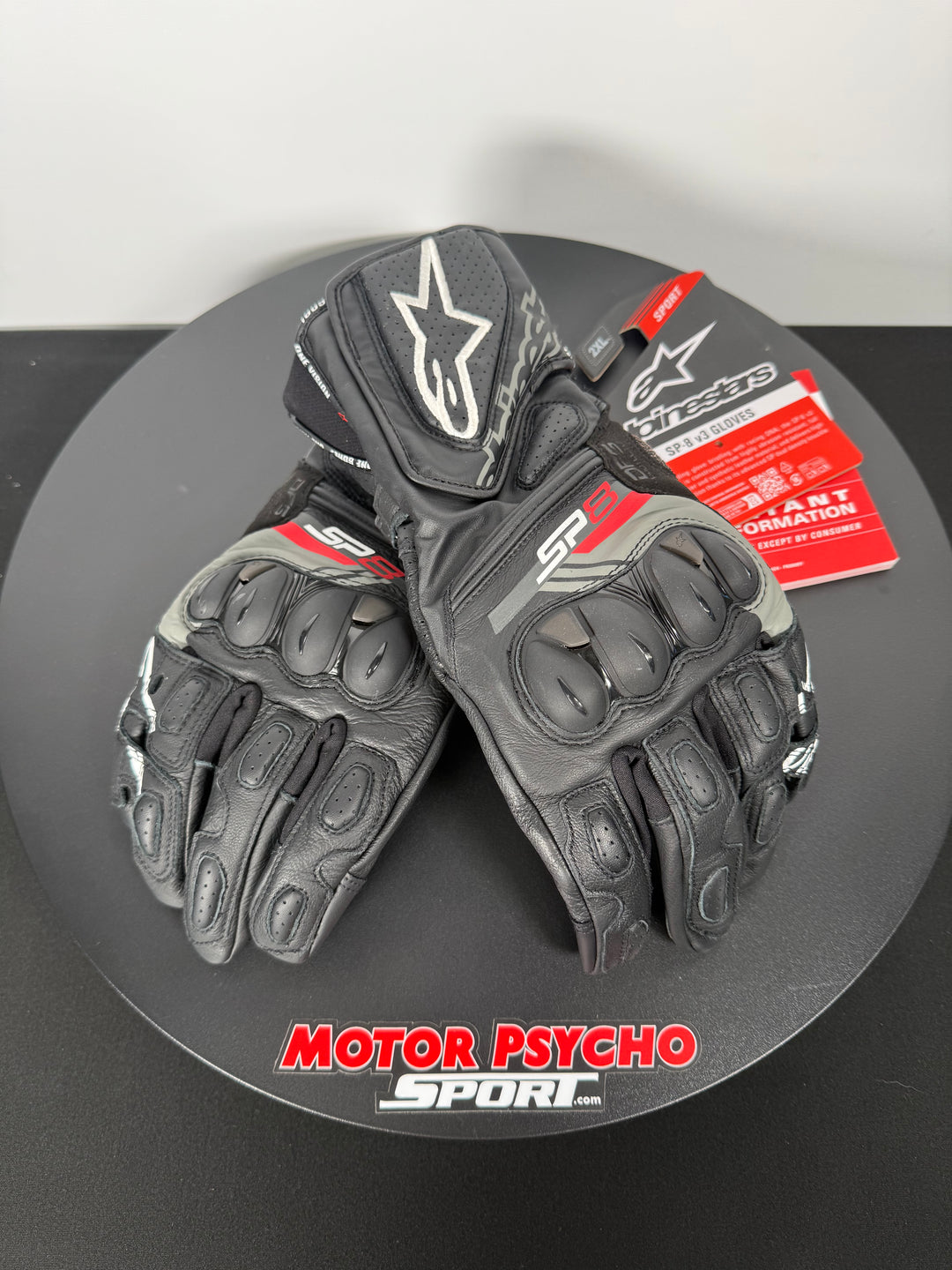 ALPINESTARS SP-8 V3 LEATHER GLOVES - BLACK - Size XXL - OPEN BOX - FINAL SALE / NO RETURNS