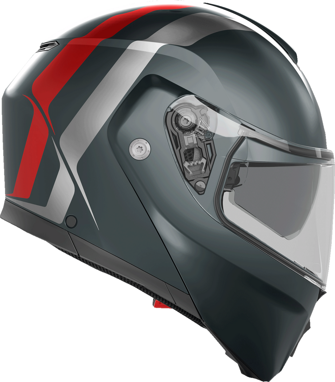 AGV Streetmodular Helmet - Resia Matte Grey/Silver/Red