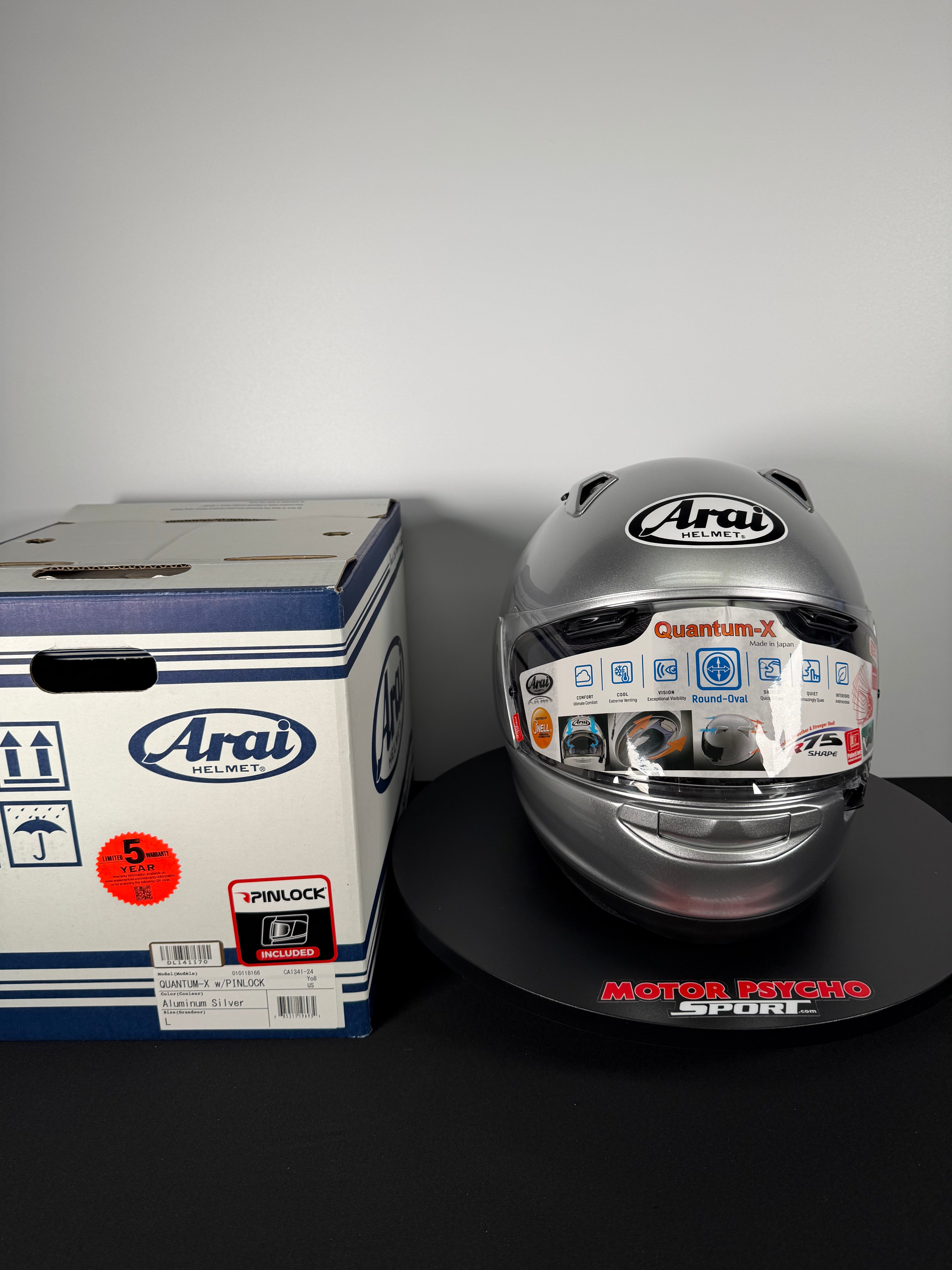 Arai Quantum-X Helmet - Aluminum Silver - Size Large - OPEN BOX