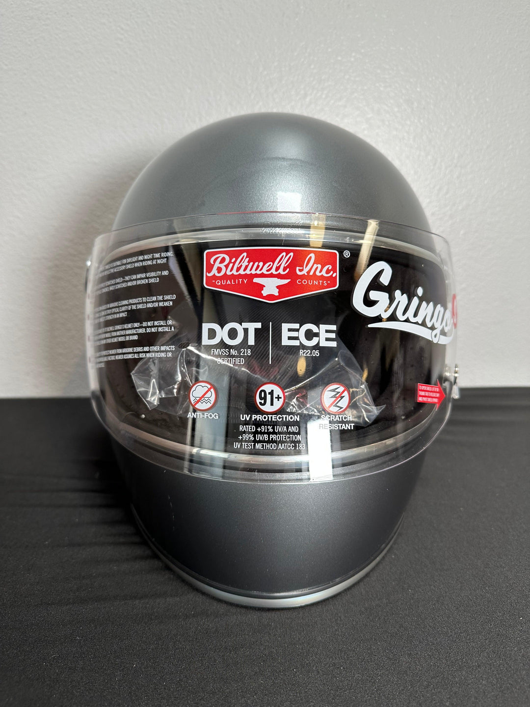 Biltwell Gringo S ECE Helmet Metallic Sterling - Size XS - OPEN BOX