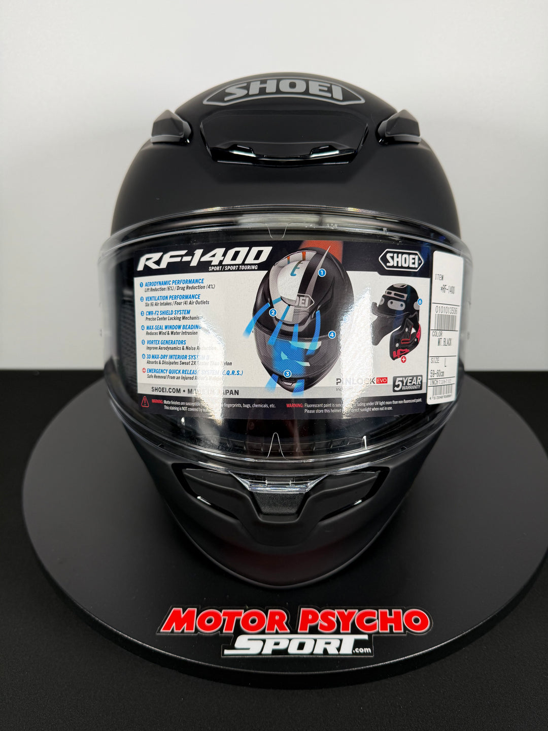 Shoei RF-1400 Helmet - Matte Black - Size Large - USED / GOOD - FINAL SALE / NO RETURNS