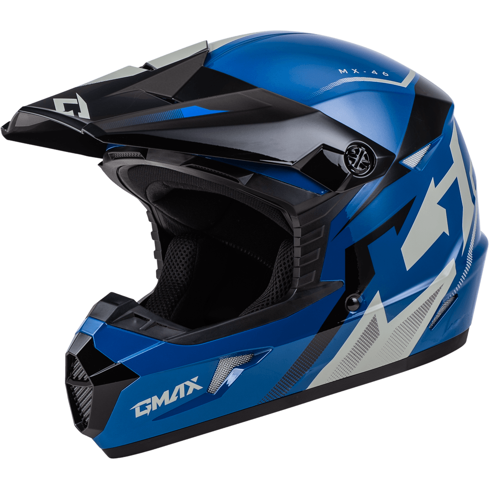 Gmax MX-46 Compound Helmet Blue/Black/Grey - Motor Psycho Sport