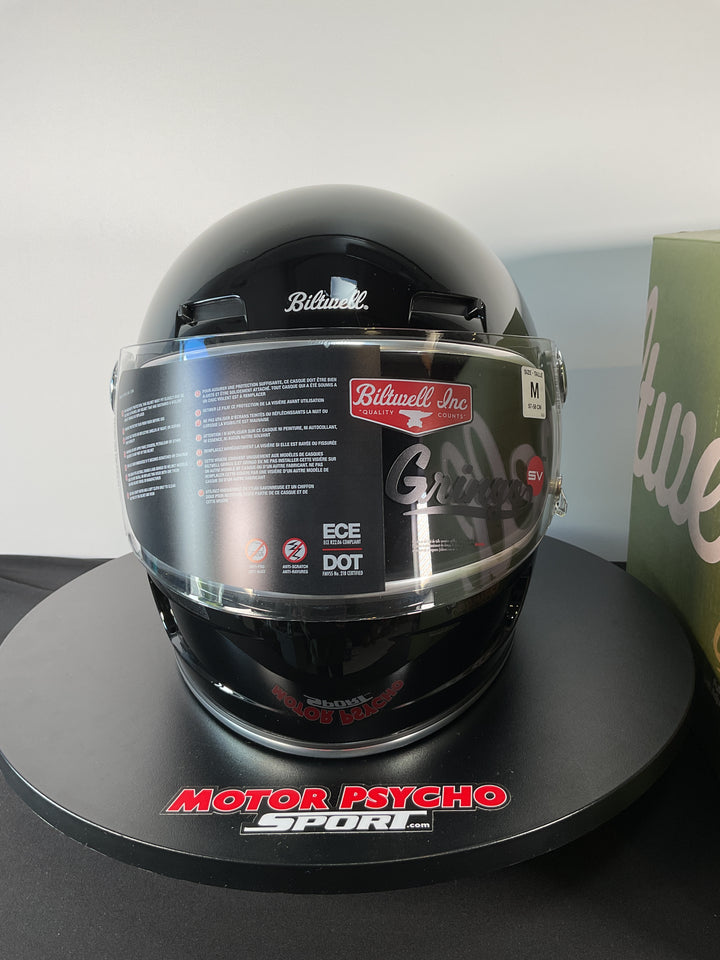 Biltwell Gringo SV ECE Helmet - Gloss Black - Size Medium - Used Like New