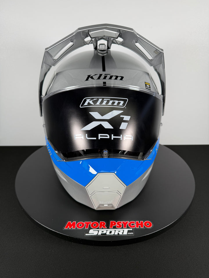 Klim X1 ALPHA HELMET ECE/DOT-GLOSS CONCEPT HIGH-RISE - ELECTRIC BLUE LEMONADE - Size 2XL - OPEN BOX