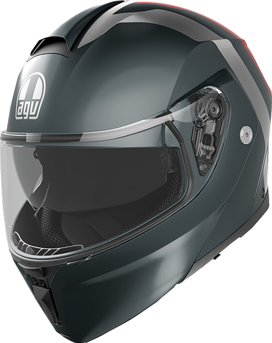 AGV Streetmodular Helmet - Resia Matte Grey/Silver/Red