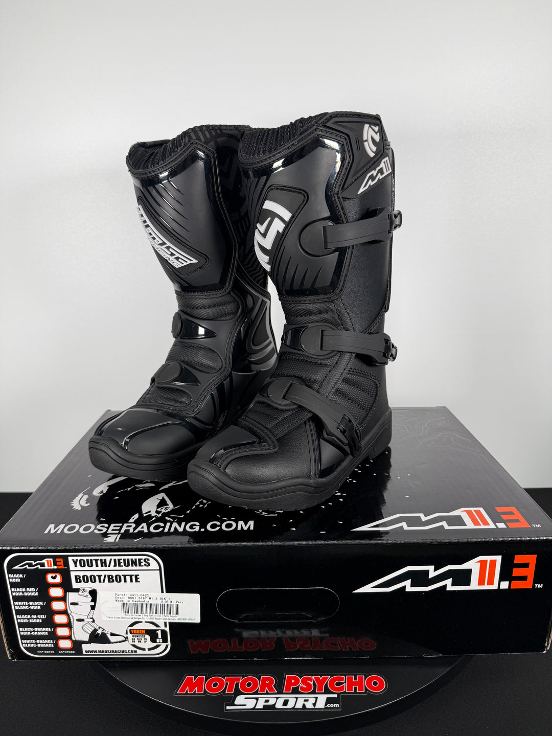 Moose Racing M1.3 Youth Boots - Black - Size Youth US 1 - OPEN BOX