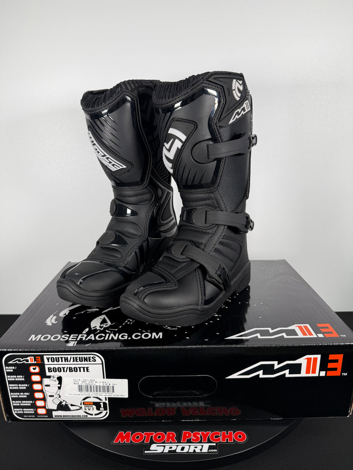 Moose Racing M1.3 Youth Boots - Black - Size Youth US 1 - OPEN BOX