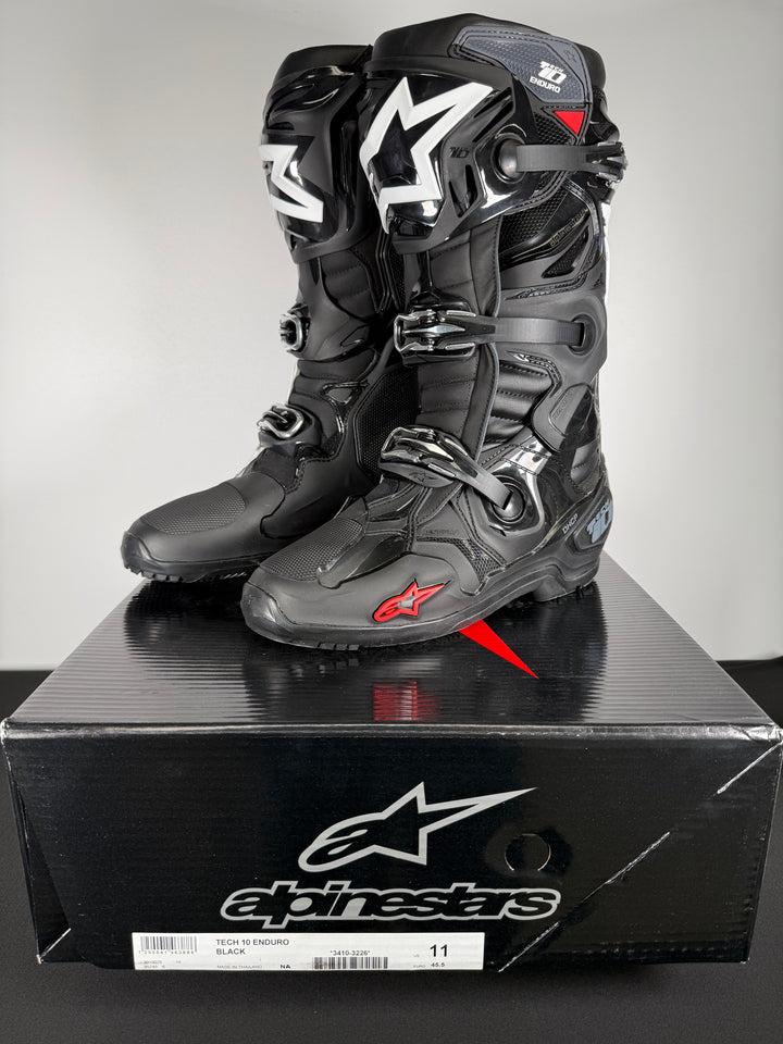 Alpinestars Tech 10 Enduro Boots - Black - Size EU 45.5 / US 11 - OPEN BOX - FINAL SALE / NO RETURNS