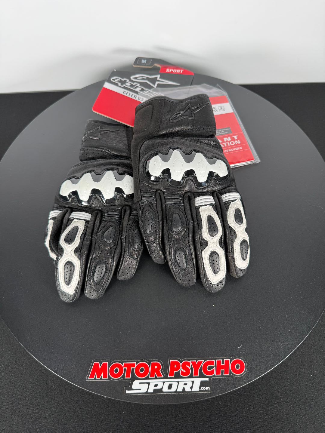 ALPINESTARS CELER V3 GLOVES - BLACK/WHITE - Size M - OPEN BOX