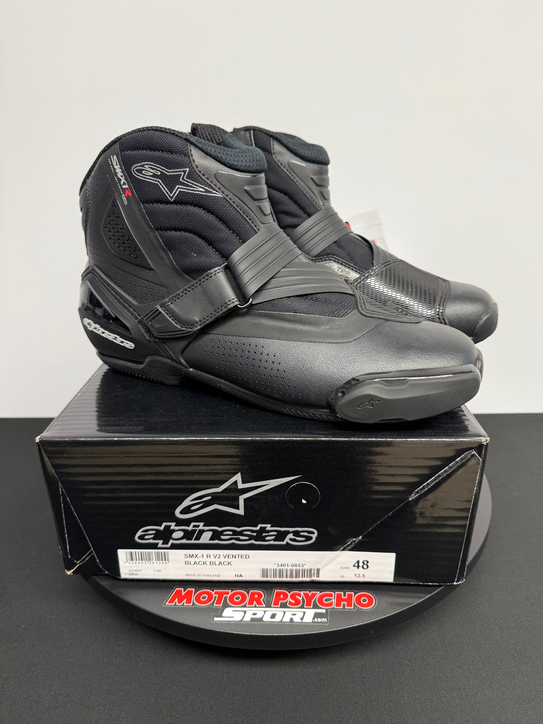 ALPINESTARS SMX-1 R V2 VENTED BOOTS - BLACK/BLACK - Size EU 48 / US 12.5 - OPEN BOX / FINAL SALE / NO RETURNS