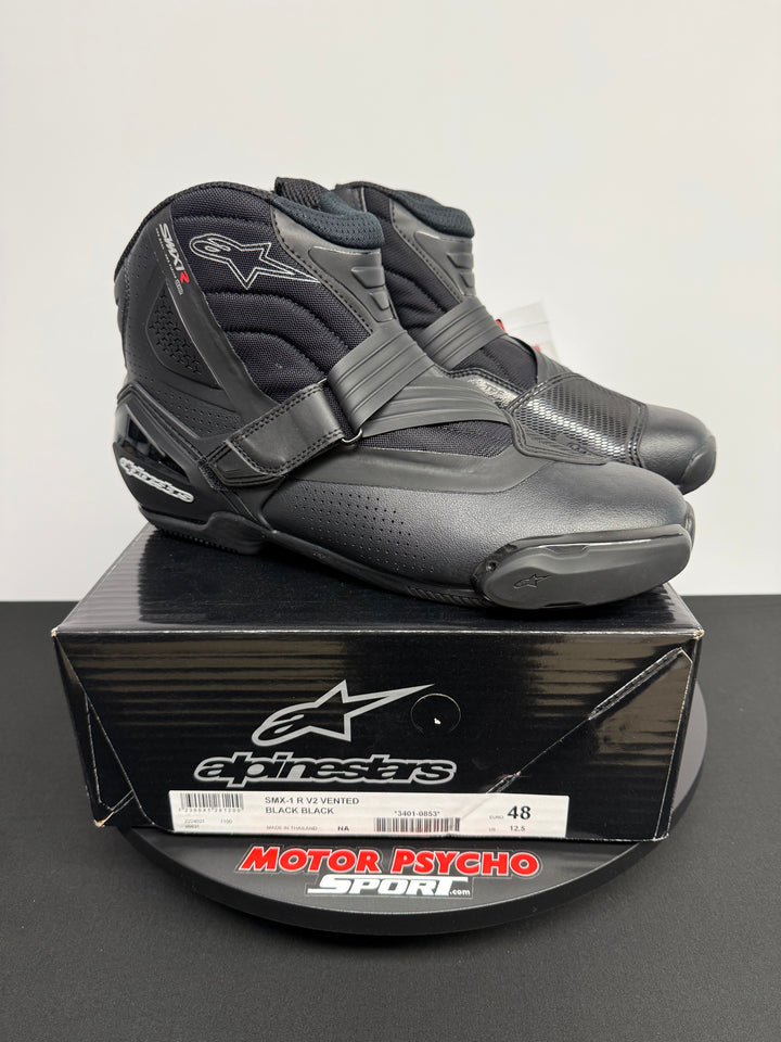 ALPINESTARS SMX-1 R V2 VENTED BOOTS - BLACK/BLACK - Size EU 48 / US 12.5 - OPEN BOX / FINAL SALE / NO RETURNS