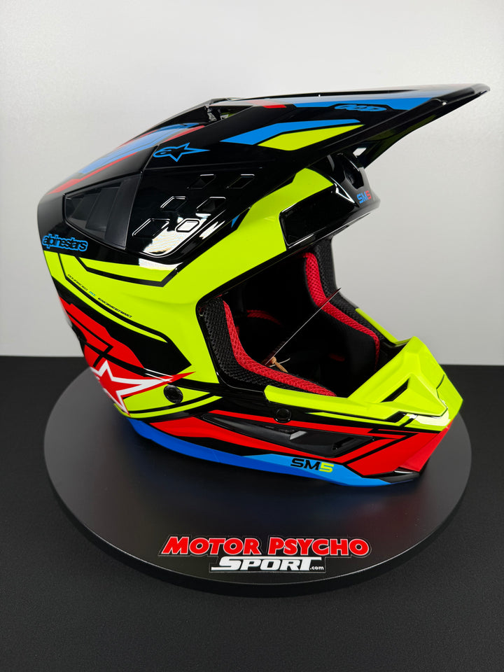 Alpinestars S-M5 Action 2 Helmet Black/Yellow Fluo/Bright Red Glossy - Size XL - OPEN BOX