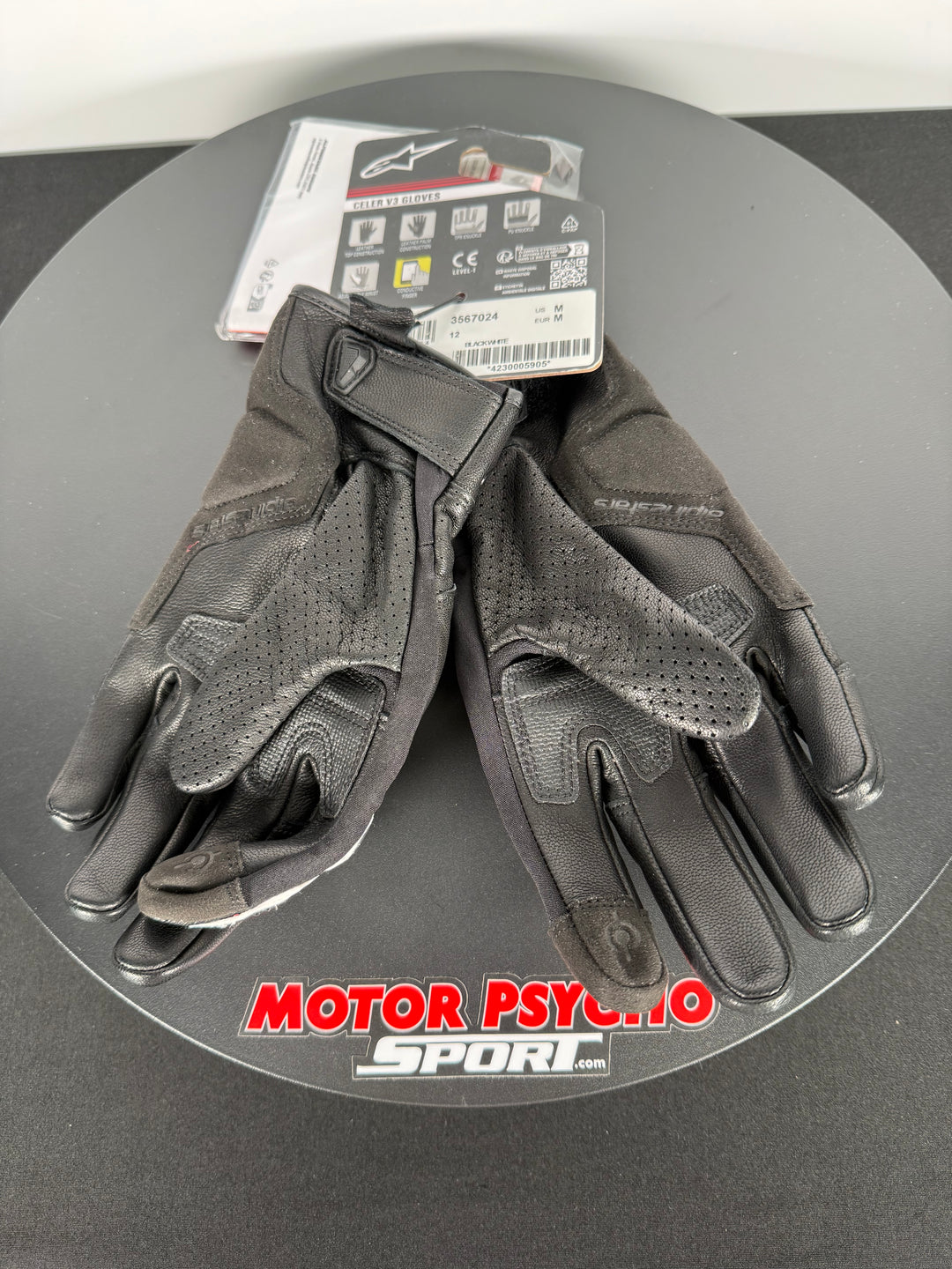 ALPINESTARS CELER V3 GLOVES - BLACK/WHITE - Size M - OPEN BOX