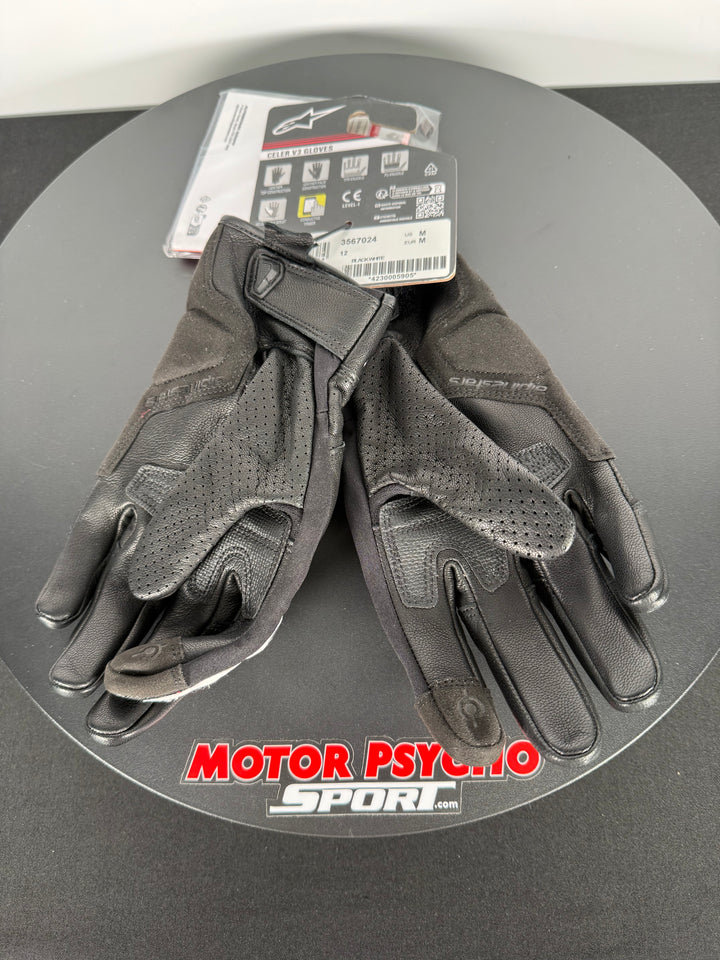 ALPINESTARS CELER V3 GLOVES - BLACK/WHITE - Size M - OPEN BOX