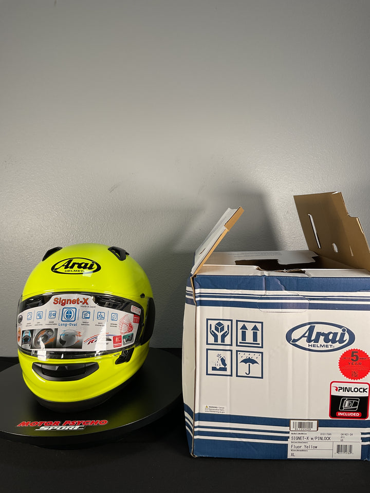Arai Signet-X Helmet - Fluorescent Yellow - Size XL - Used Like New