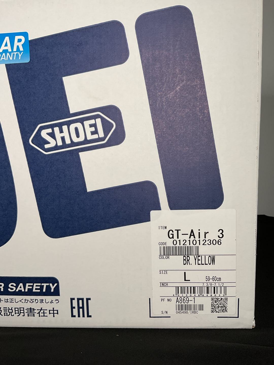 Shoei GT-Air 3 Helmet - Brilliant Yellow - Size L - Used Open Box