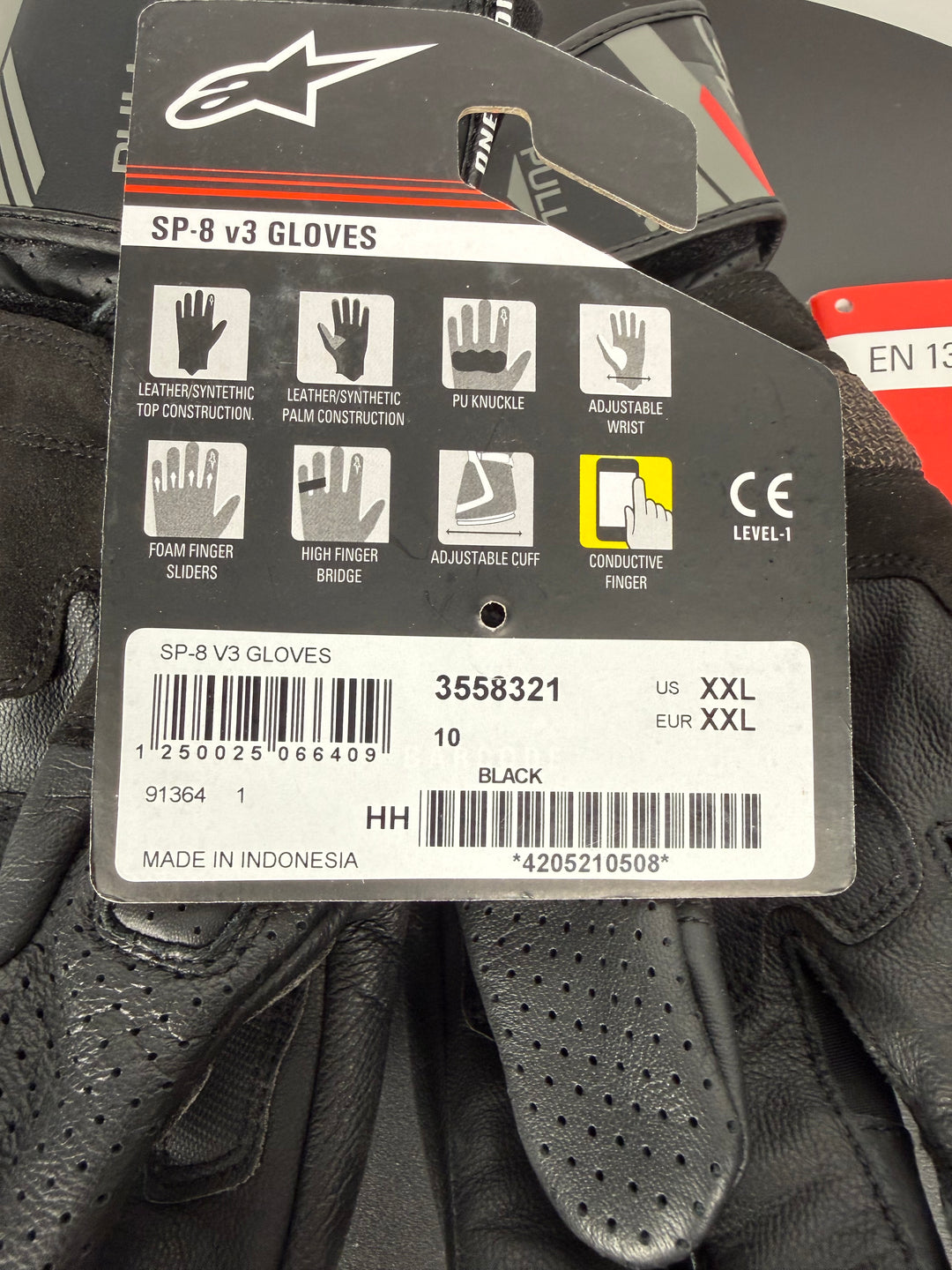 ALPINESTARS SP-8 V3 LEATHER GLOVES - BLACK - Size XXL - OPEN BOX - FINAL SALE / NO RETURNS