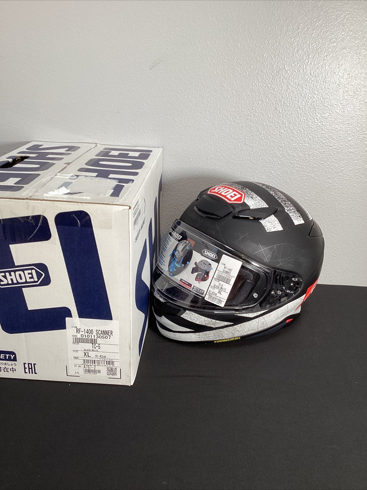 Shoei RF-1400 Scanner Helmet - TC-5 Matte Black/White - Size XL - USED / OPEN BOX