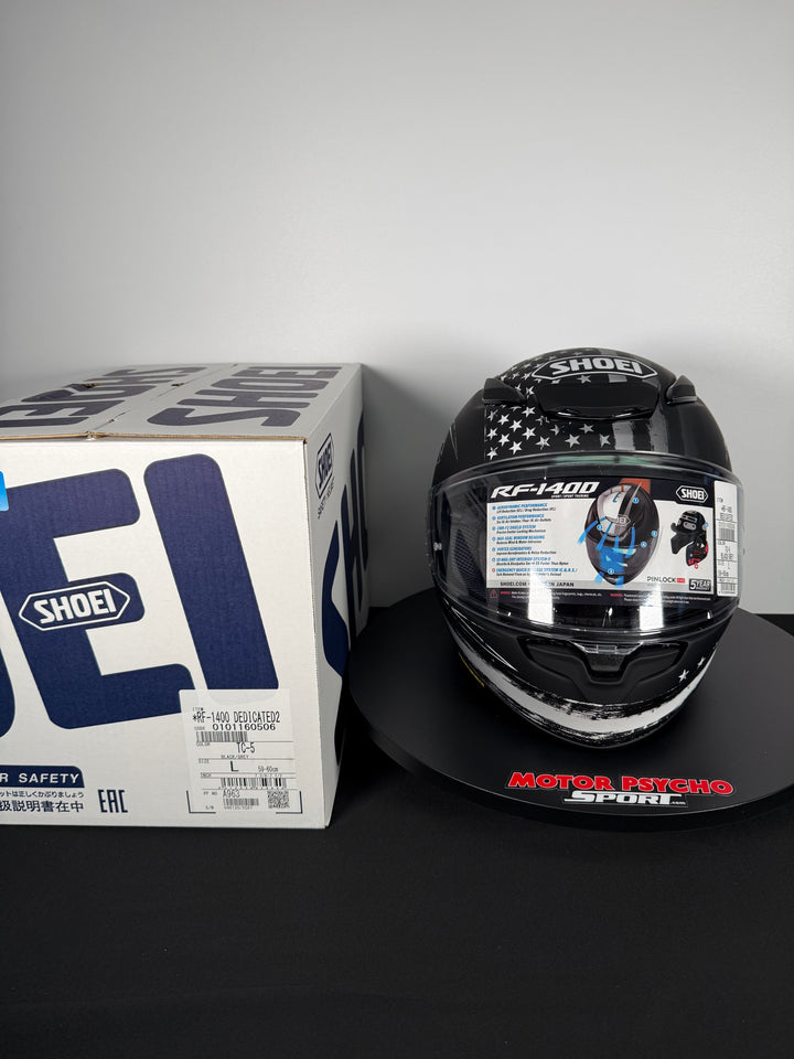 Shoei RF-1400 Dedicated 2 Helmet Matte TC-5 Black/White - Size Large - USED / OPEN BOX #3
