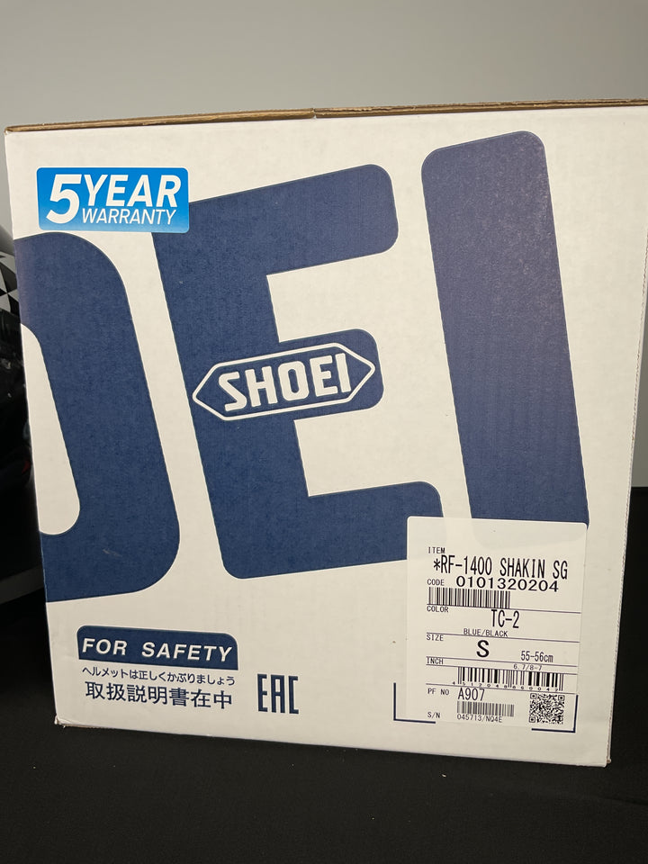 Shoei RF-1400 Shakin' Speed Helmet - TC-2 Black/White/Light Blue - Size S - Used Open Box