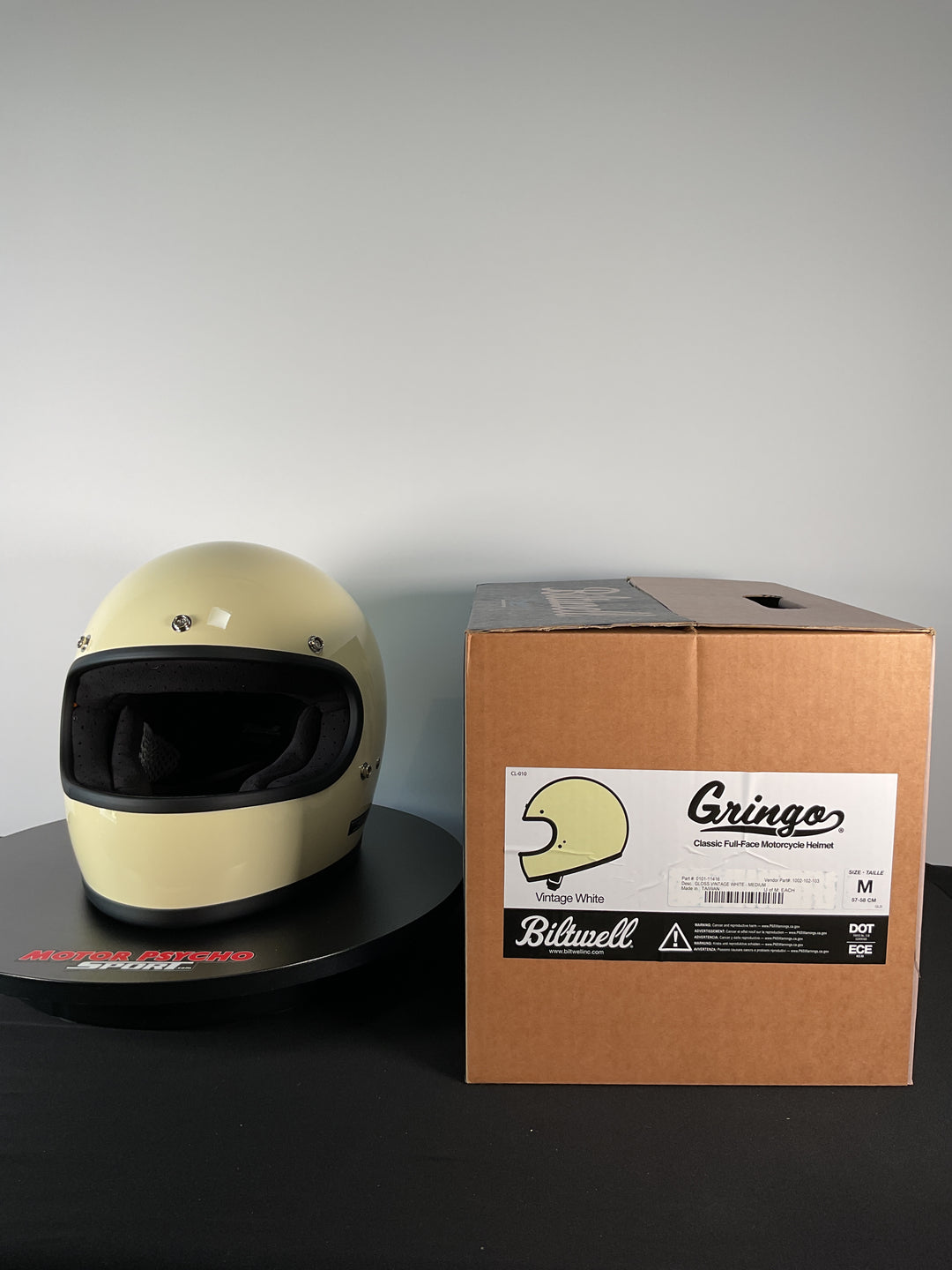 Biltwell Gringo Classic-Full Face Motorcycle Helmet - Size M - Used Like New
