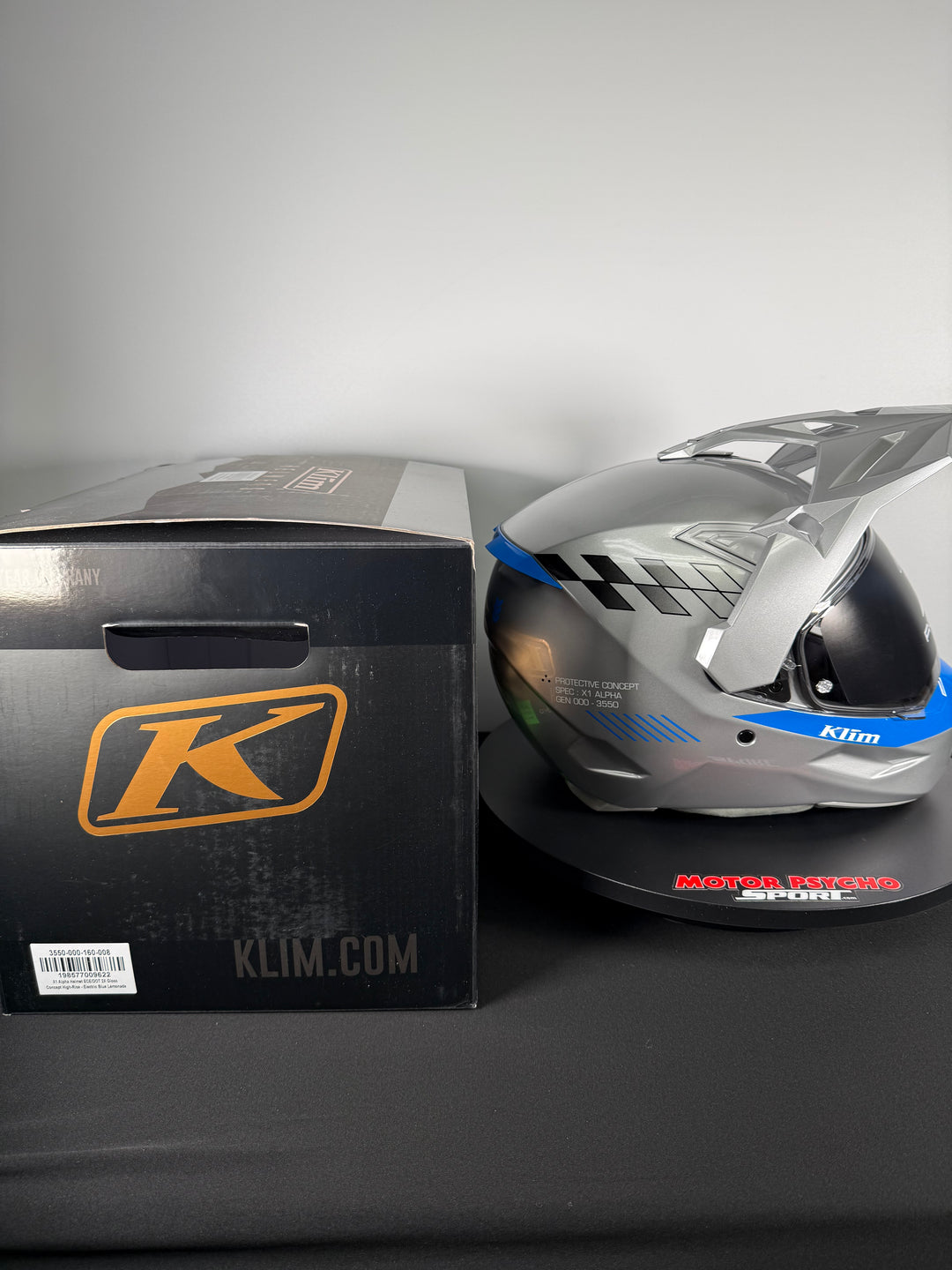 Klim X1 ALPHA HELMET ECE/DOT-GLOSS CONCEPT HIGH-RISE - ELECTRIC BLUE LEMONADE - Size 2XL - OPEN BOX