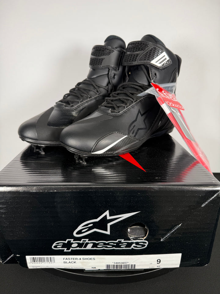 Alpinestars Faster-4 Shoes - Black - Size EU 42 / US 9 - OPEN BOX - FINAL SALE / NO RETURNS