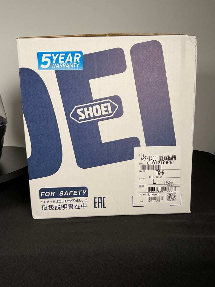 Shoei RF-1400 Ideograph Helmet - TC-6 White/Black - Size L - Used Fair Blem
