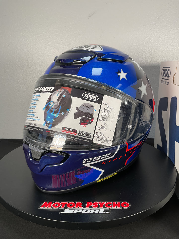 Shoei RF-1400 Marquez American Spirit Helmet - TC-10 Red/White/Blue - Size Large - Used Like New