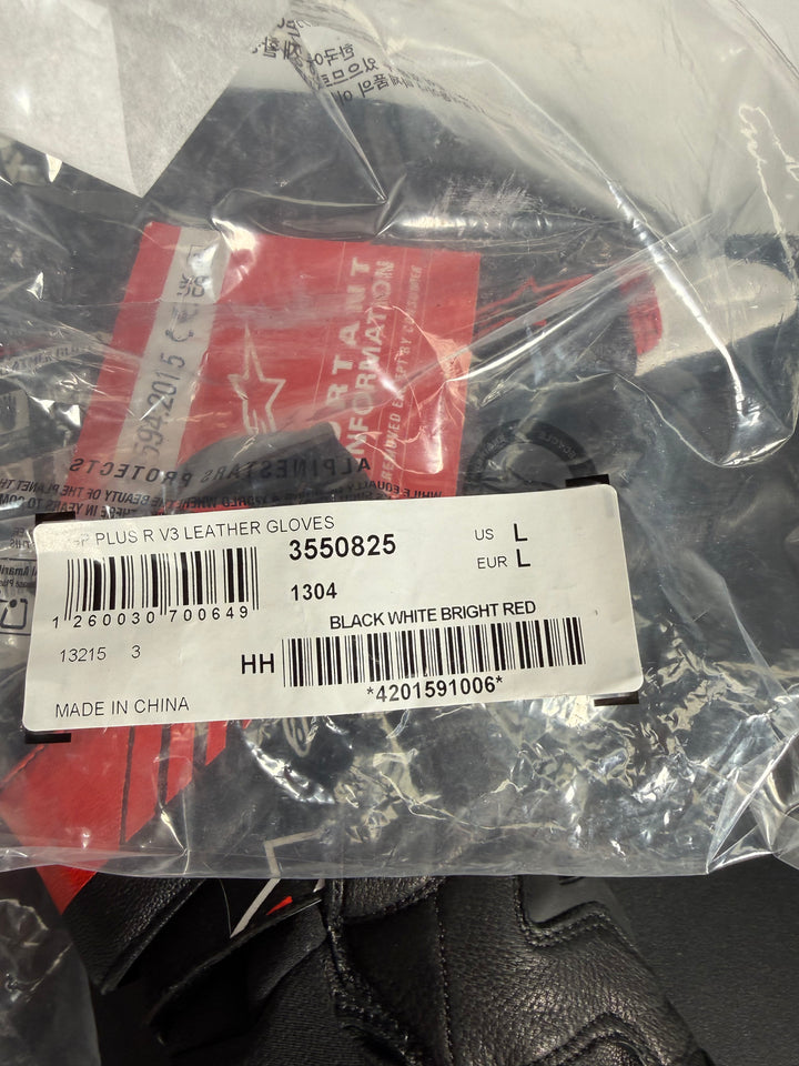 Alpinestars GP Plus R V3 Gloves - Black/White/Bright Red - Size Large - OPEN BOX - FINAL SALE / NO RETURNS