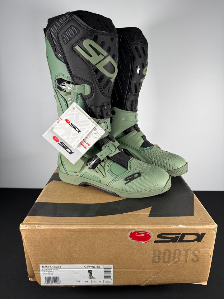 Sidi Crossair SL Army/Black Boots - Limited Edition - Size Euro 45 / US 11 - OPEN BOX