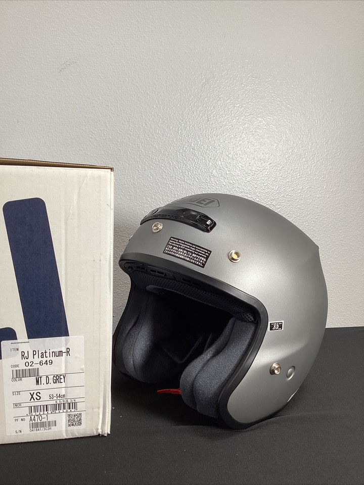 Shoei RJ Platinum-R Open-Face Helmet - Matte Grey - Size XS - USED LIKE NEW