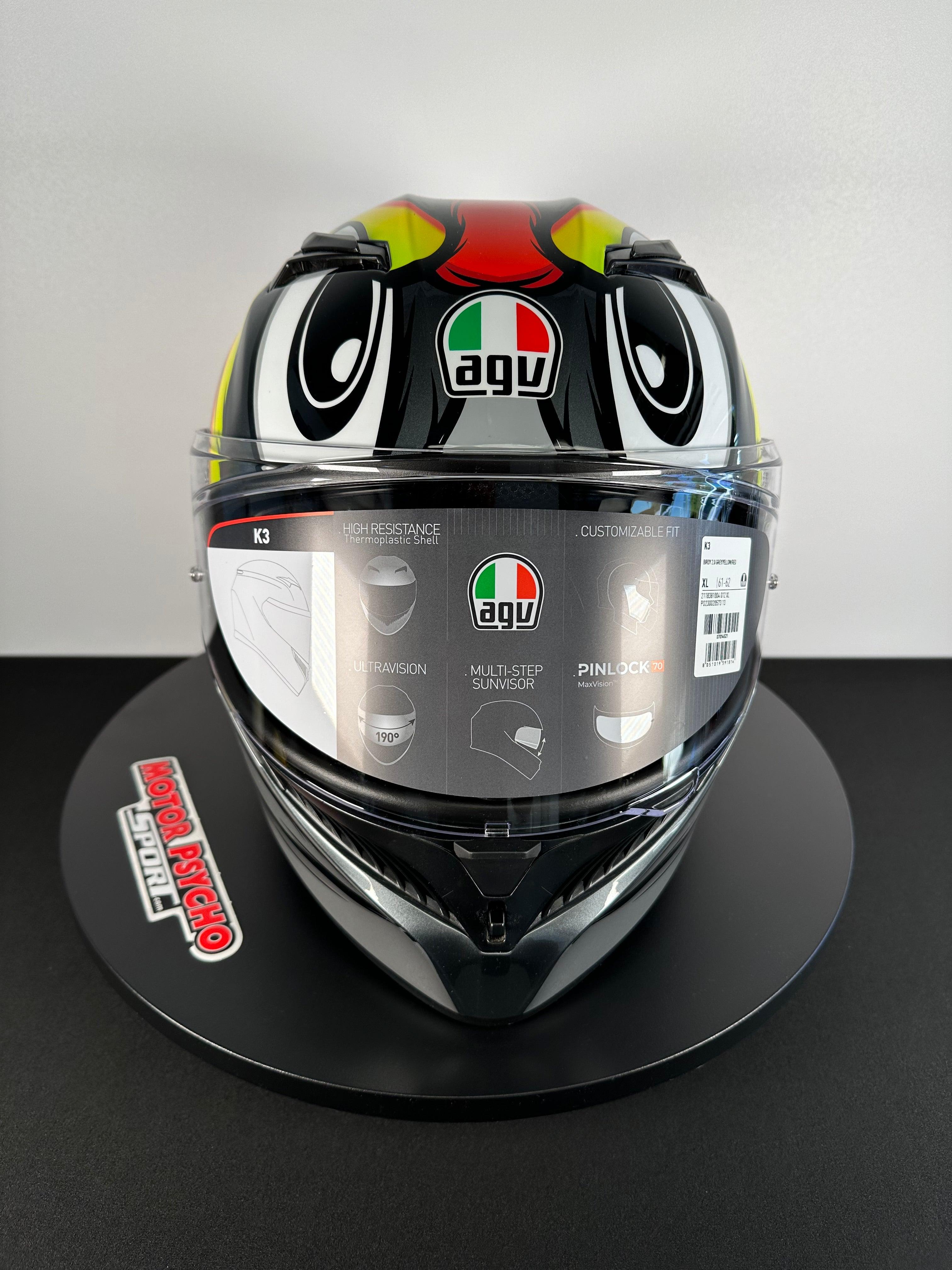 AGV K3 Helmet - Birdy 2.0 Gray/Yellow/Red – Motor Psycho Sport