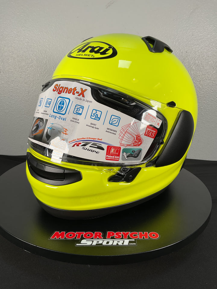 Arai Signet-X Helmet - Fluorescent Yellow - Size XL - Used Like New