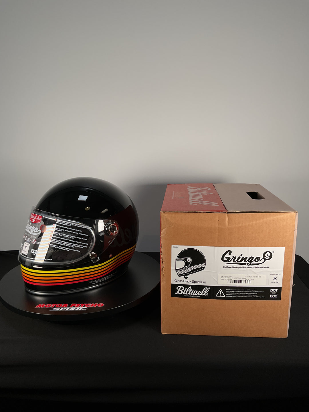Biltwell Gringo S Helmet with Flip-Down Shield - Gloss Black - Size S - Used Like New