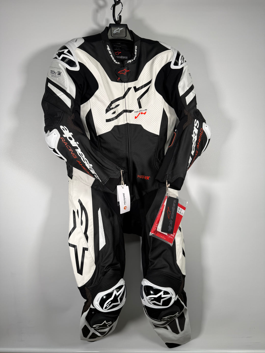 Alpinestars GP Plus V4 Sprint 1 Piece Leather Suit - Fluo/Mid Red/White - Size Euro 52 - OPEN BOX