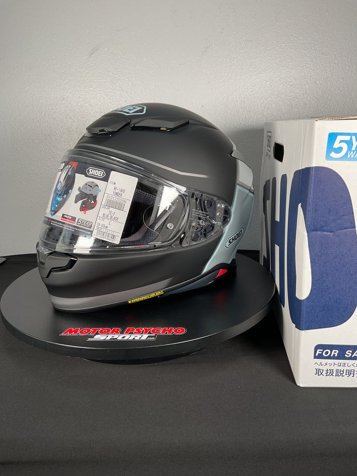Shoei RF-1400 Yonder Helmet - TC-2 Black/Light Blue/Silver/White - Size Large - Used Like New