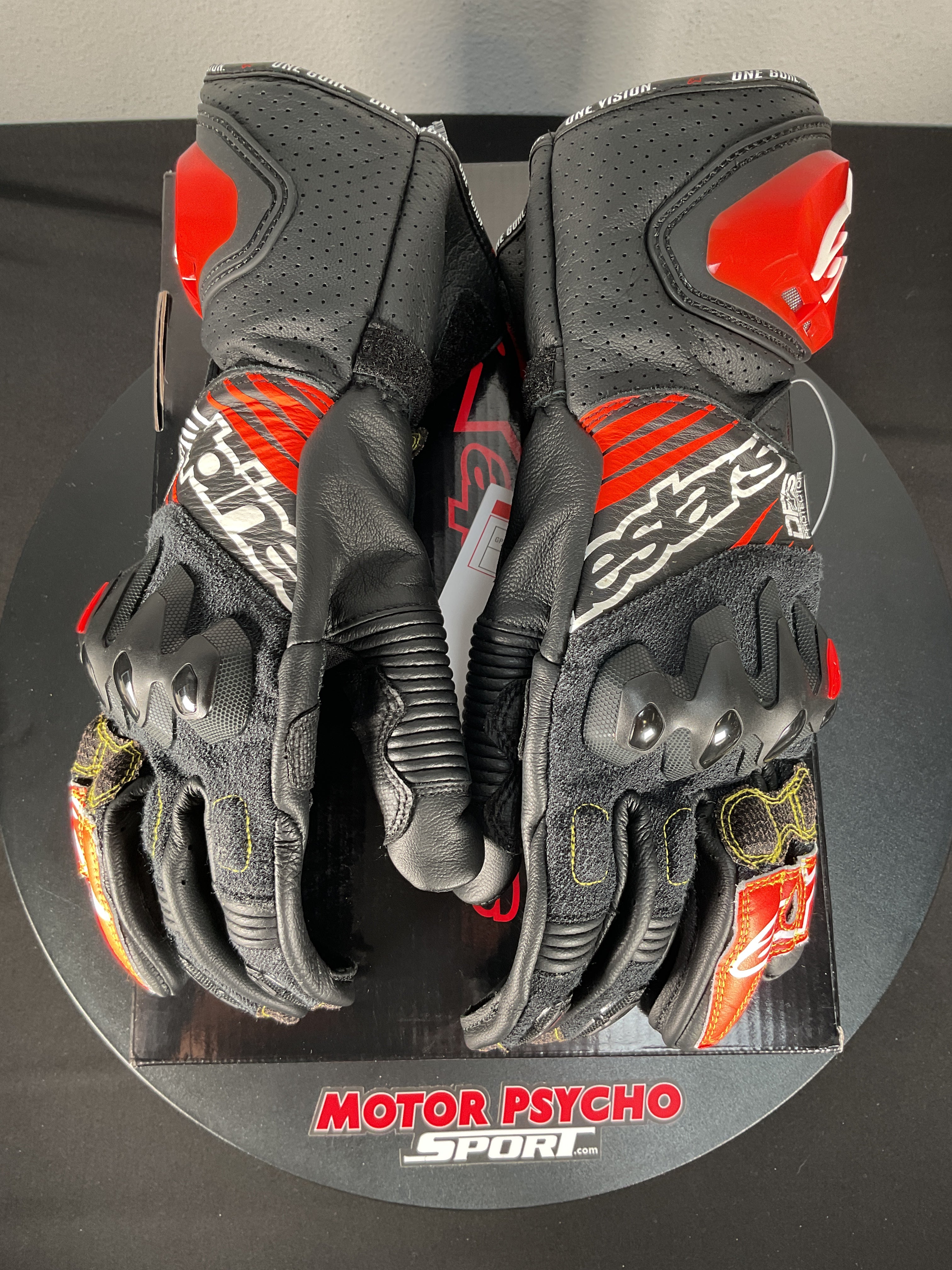 Alpinestars GP Tech V2 S Gloves - Black/white/Bright Red Fluo