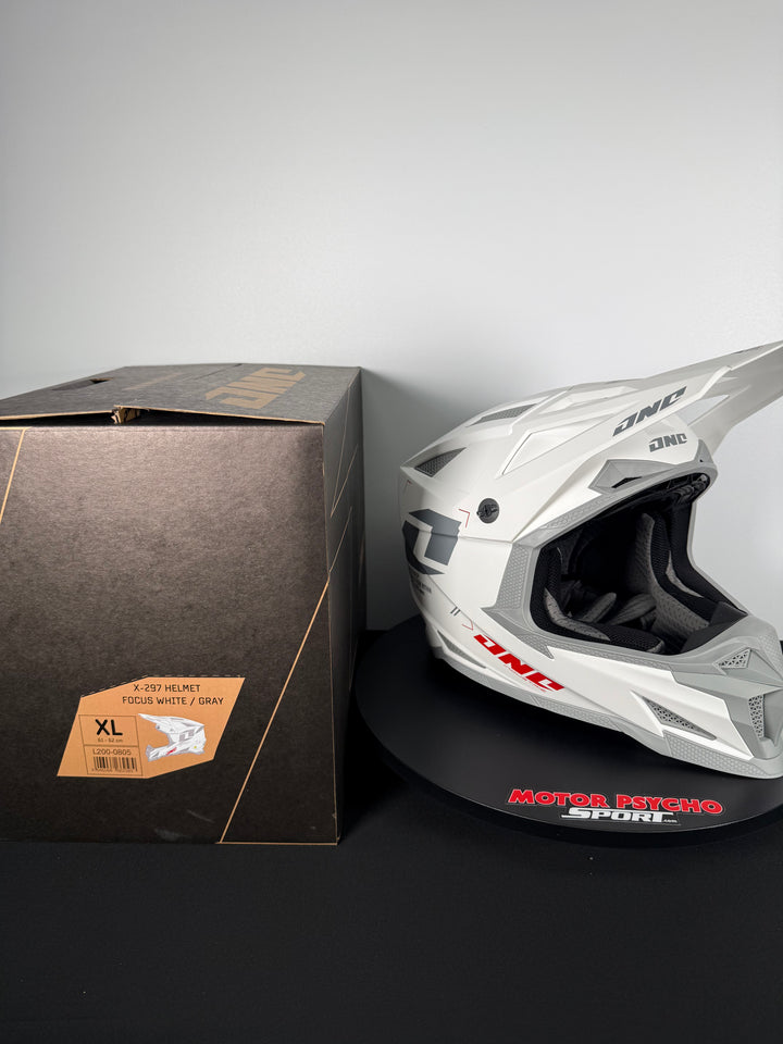 One Industries X-297 HELMET - FOCUS WHITE/GRAY - Size XL - OPEN BOX