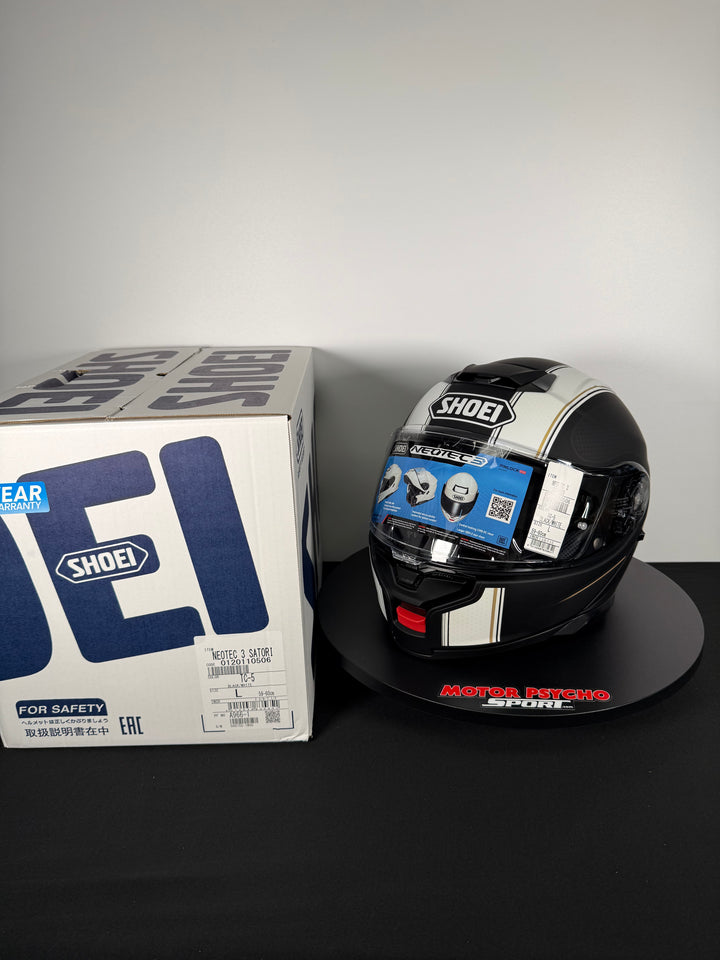 Shoei Neotec 3 Satori Modular Helmet - TC-5 Matte Black/White - Size Large - USED / OPEN BOX - FINAL SALE / NO RETURNS