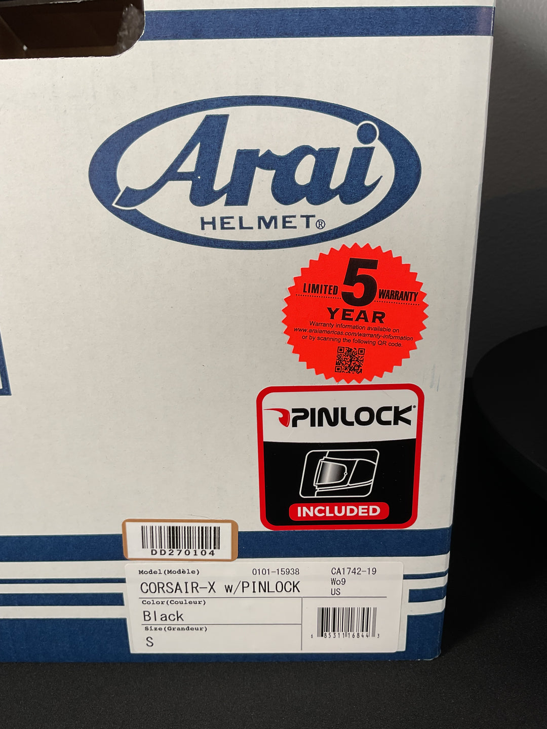 Arai Corsair-X Helmet - Black - Size Small - OPEN BOX