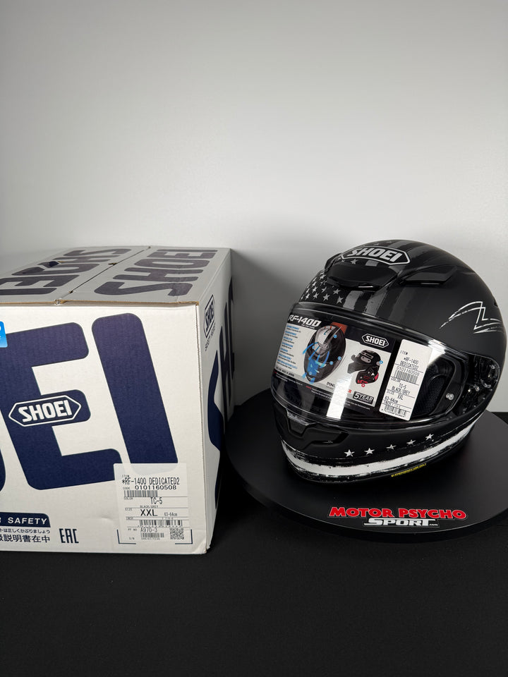 Shoei RF-1400 Dedicated 2 Helmet Matte TC-5 Black/White - Size XXL - USED / OPEN BOX - FINAL SALE / NO RETURNS