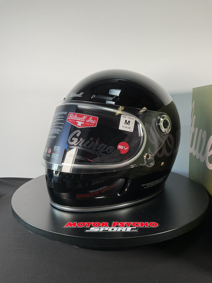 Biltwell Gringo SV ECE Helmet - Gloss Black - Size Medium - Used Like New