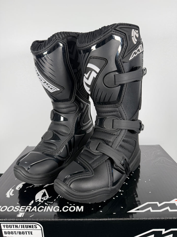 Moose Racing M1.3 Youth Boots - Black - Size Youth US 1 - OPEN BOX
